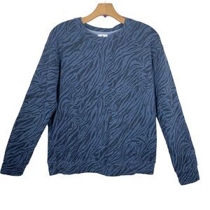 Sundry Animal Print Sweatshirt Top Sz 2/M Black‎ Blue Animal Print L Sleeve USA